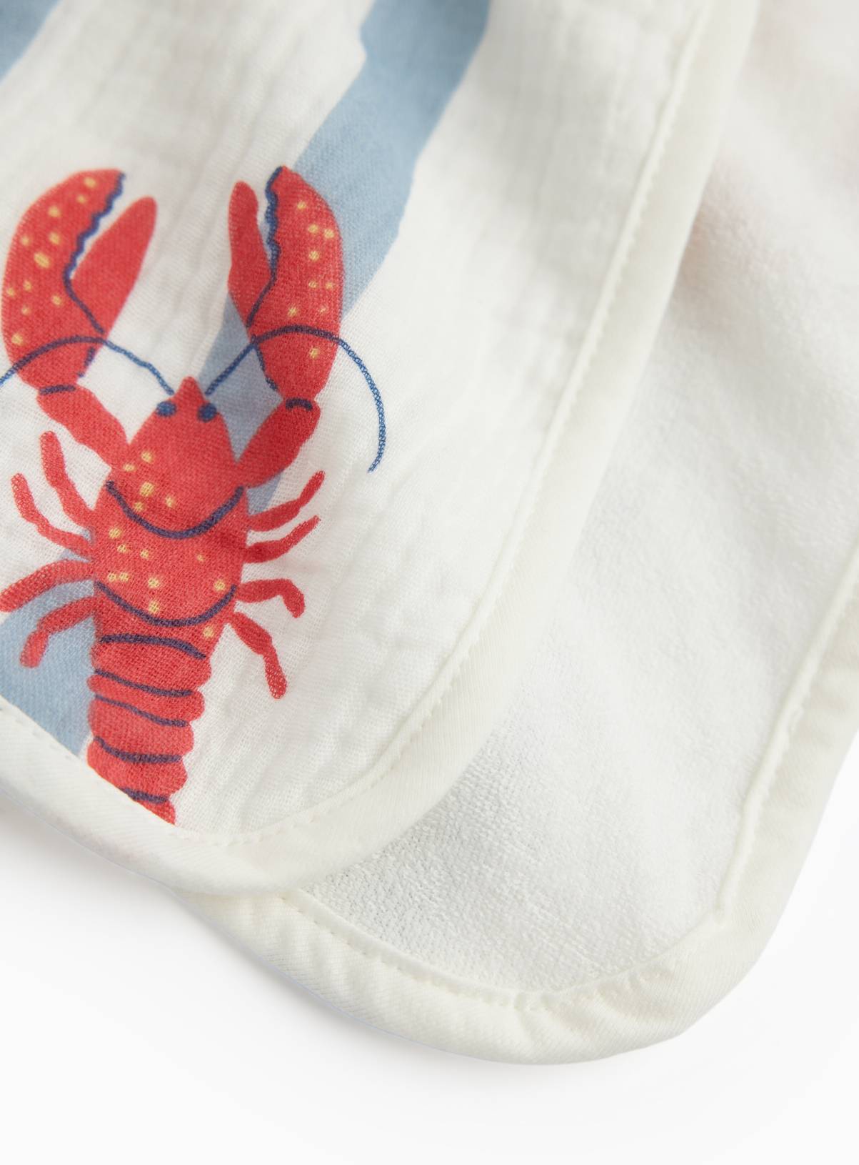 Blue Stripe Lobster Print Double Cloth Poncho Hooded Towel One Size - Image 2